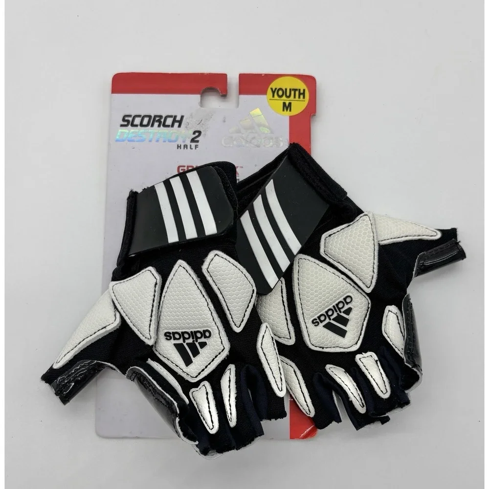 Adidas Scorch Destroy 2 Half Football Gloves‎ Youth Medium Black White